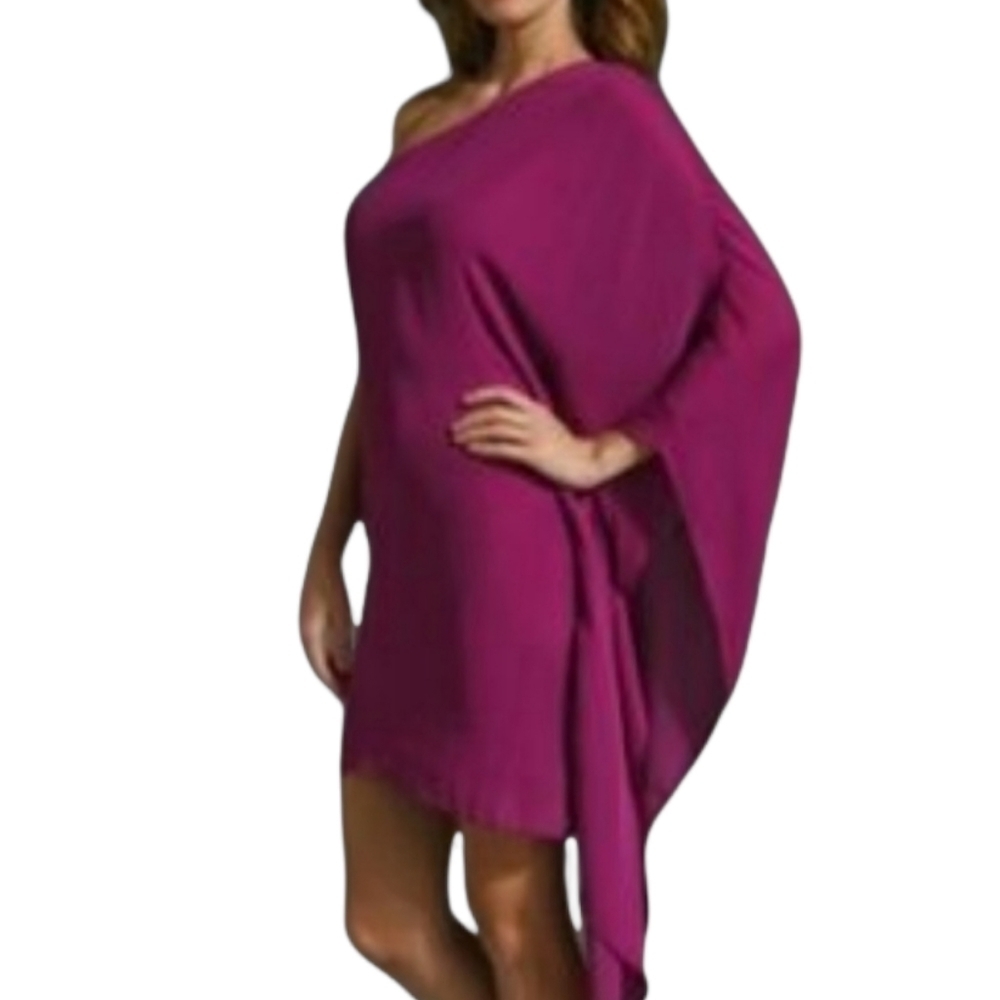 MM Couture - Y2K Magenta‎ One Shoulder Dress Drape Dress